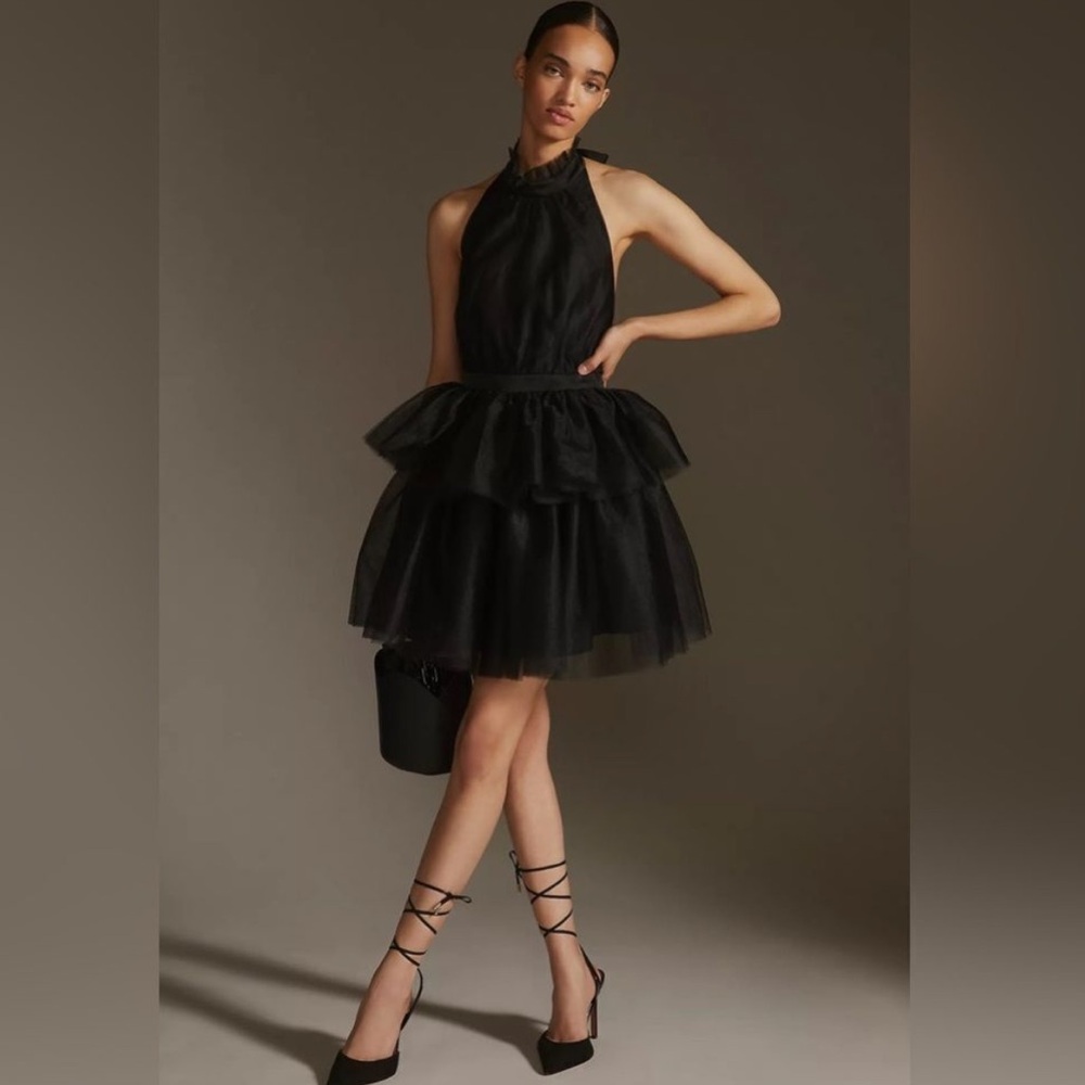 Anthropologie Hutch Tulle Halter Mini Dress